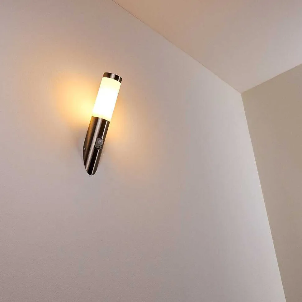 Applique Murale D'Exterieur Norburg Acier Inoxydable, 1 Lumiere, Detecteur De Mouvement