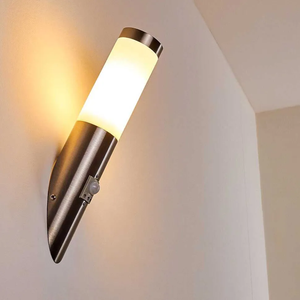 Applique Murale D'Exterieur Norburg Acier Inoxydable, 1 Lumiere, Detecteur De Mouvement