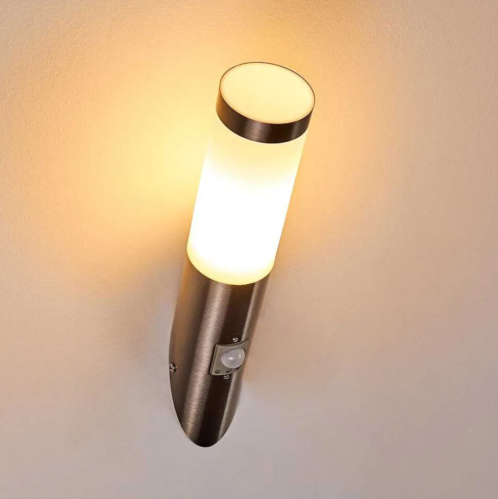 Applique Murale D'Exterieur Norburg Acier Inoxydable, 1 Lumiere, Detecteur De Mouvement