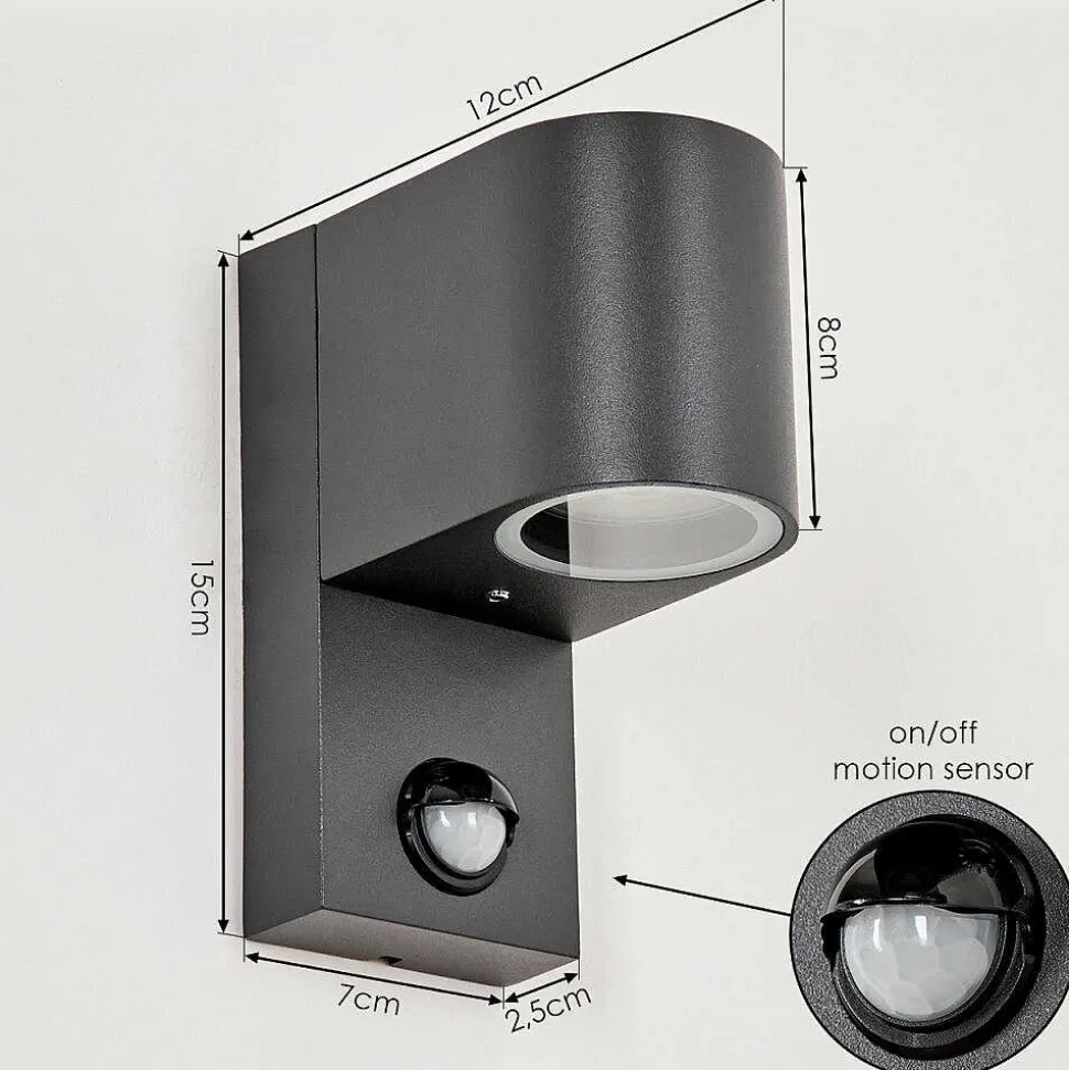 Applique Murale D'Exterieur Kingstown Anthracite, Transparent, 1 Lumiere, Detecteur De Mouvement