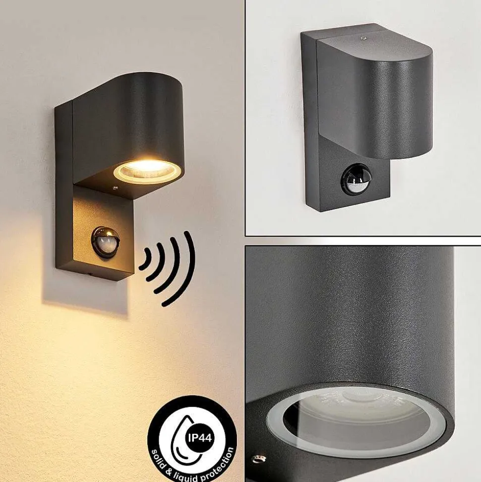 Applique Murale D'Exterieur Kingstown Anthracite, Transparent, 1 Lumiere, Detecteur De Mouvement