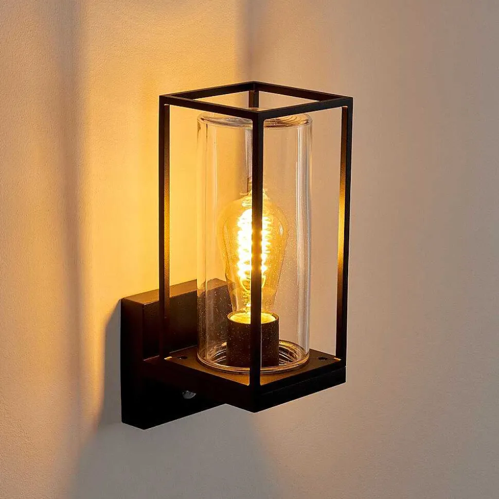 Applique Murale D'Exterieur Palanga Noir, 1 Lumiere, Detecteur De Mouvement