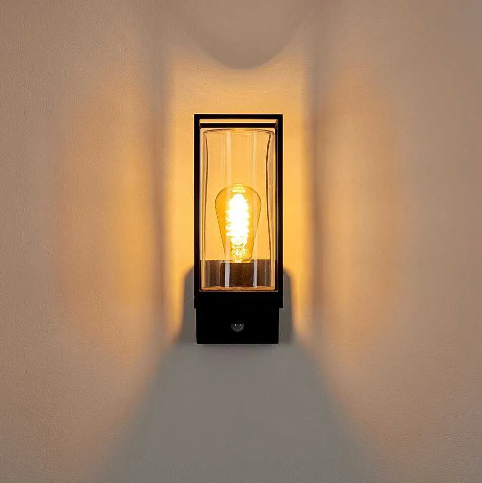 Applique Murale D'Exterieur Palanga Noir, 1 Lumiere, Detecteur De Mouvement