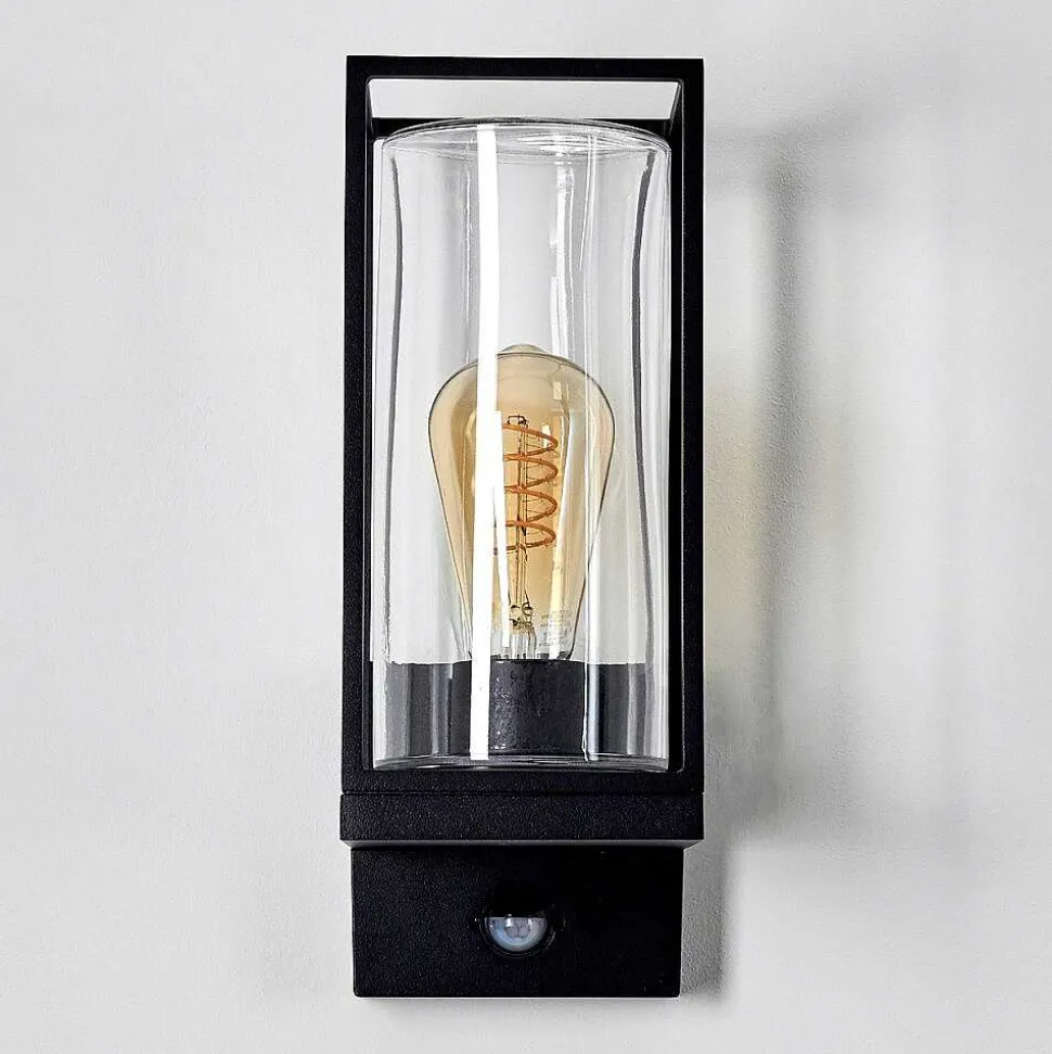 Applique Murale D'Exterieur Palanga Noir, 1 Lumiere, Detecteur De Mouvement