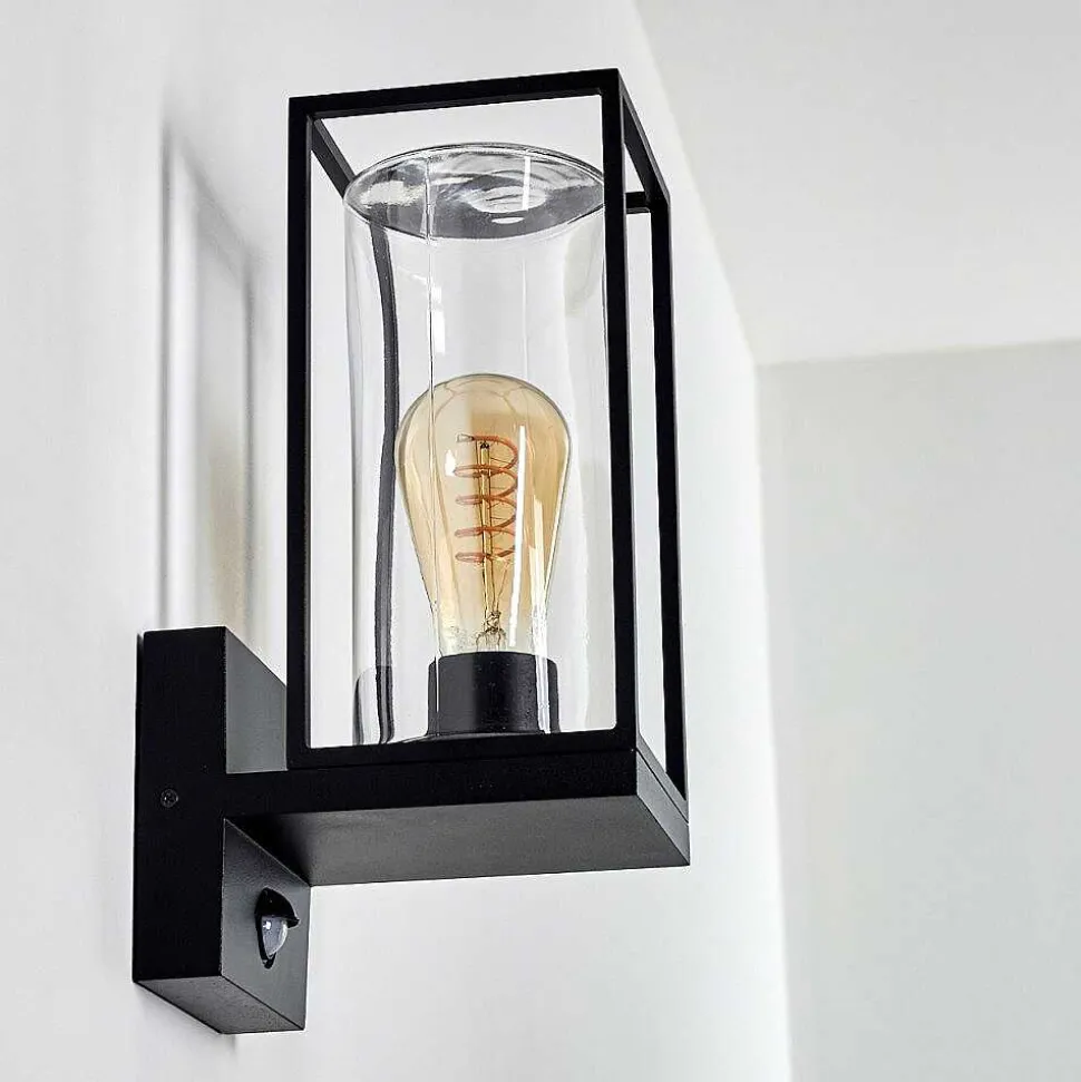 Applique Murale D'Exterieur Palanga Noir, 1 Lumiere, Detecteur De Mouvement