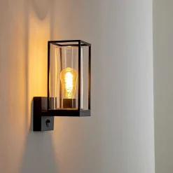 Applique Murale D'Exterieur Palanga Noir, 1 Lumiere, Detecteur De Mouvement