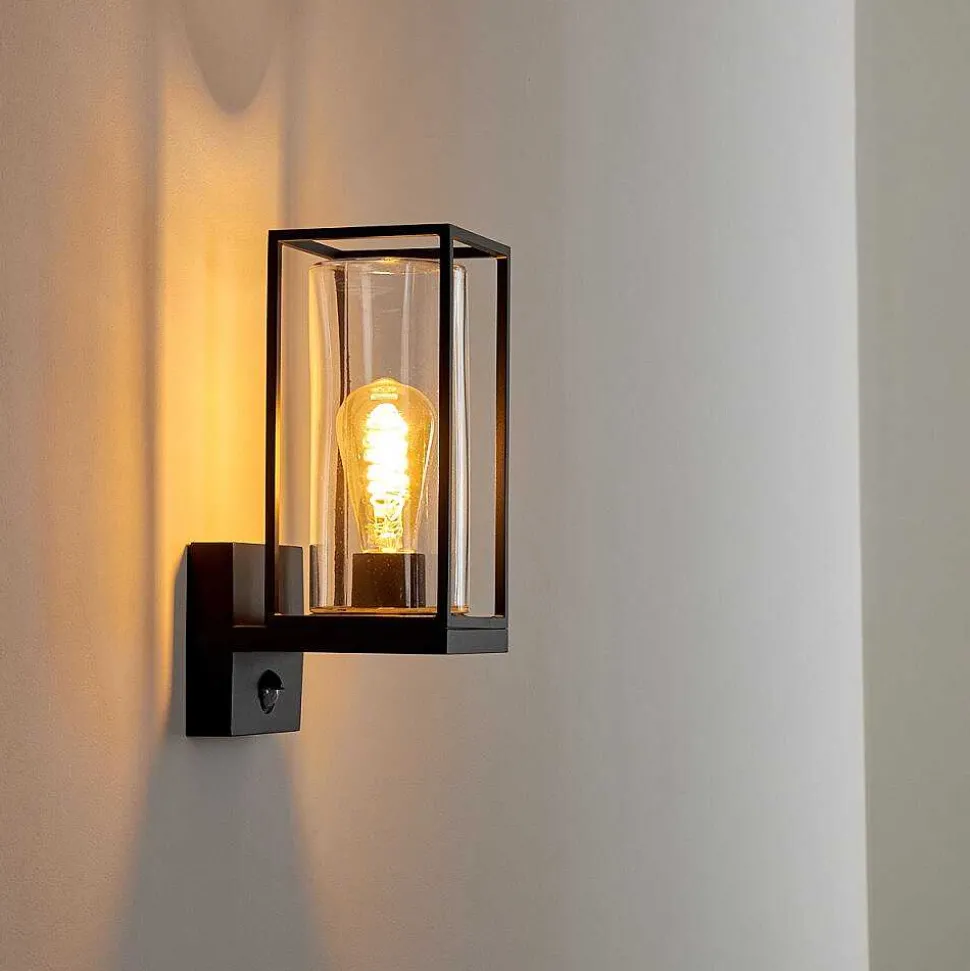 Applique Murale D'Exterieur Palanga Noir, 1 Lumiere, Detecteur De Mouvement