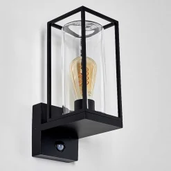 Applique Murale D'Exterieur Palanga Noir, 1 Lumiere, Detecteur De Mouvement