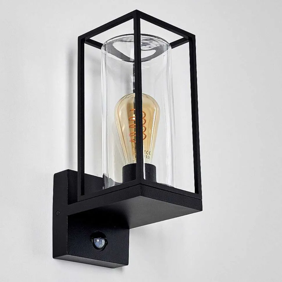 Applique Murale D'Exterieur Palanga Noir, 1 Lumiere, Detecteur De Mouvement