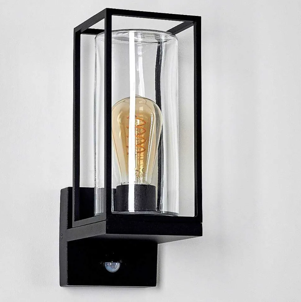 Applique Murale D'Exterieur Palanga Noir, 1 Lumiere, Detecteur De Mouvement