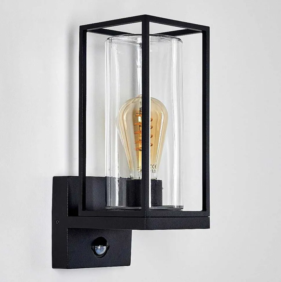 Applique Murale D'Exterieur Palanga Noir, 1 Lumiere, Detecteur De Mouvement