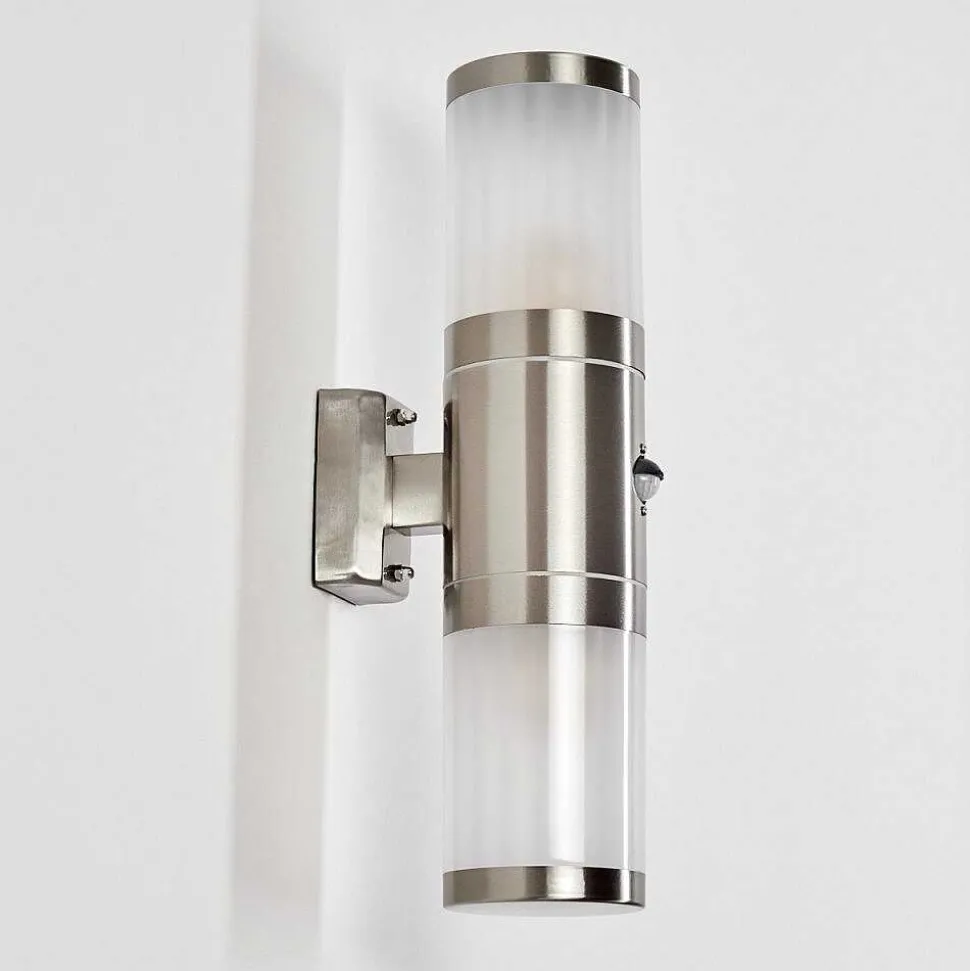 Applique Murale D'Exterieur Tolsona Acier Inoxydable, 2 Lumieres, Detecteur De Mouvement