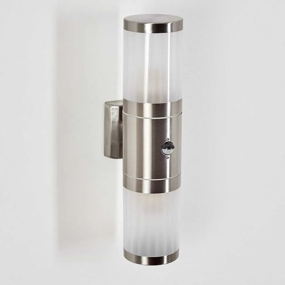 Applique Murale D'Exterieur Tolsona Acier Inoxydable, 2 Lumieres, Detecteur De Mouvement