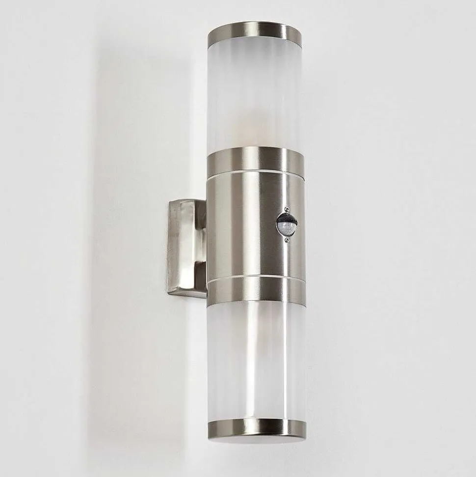 Applique Murale D'Exterieur Tolsona Acier Inoxydable, 2 Lumieres, Detecteur De Mouvement