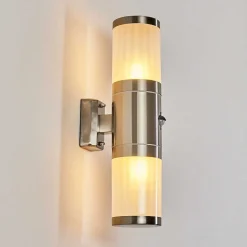 Applique Murale D'Exterieur Tolsona Acier Inoxydable, 2 Lumieres, Detecteur De Mouvement