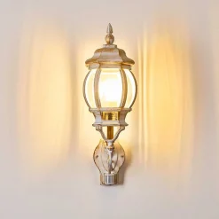 Applique Murale D'Exterieur Lentua Or, Blanc, 1 Lumiere, Detecteur De Mouvement