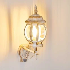 Applique Murale D'Exterieur Lentua Or, Blanc, 1 Lumiere, Detecteur De Mouvement