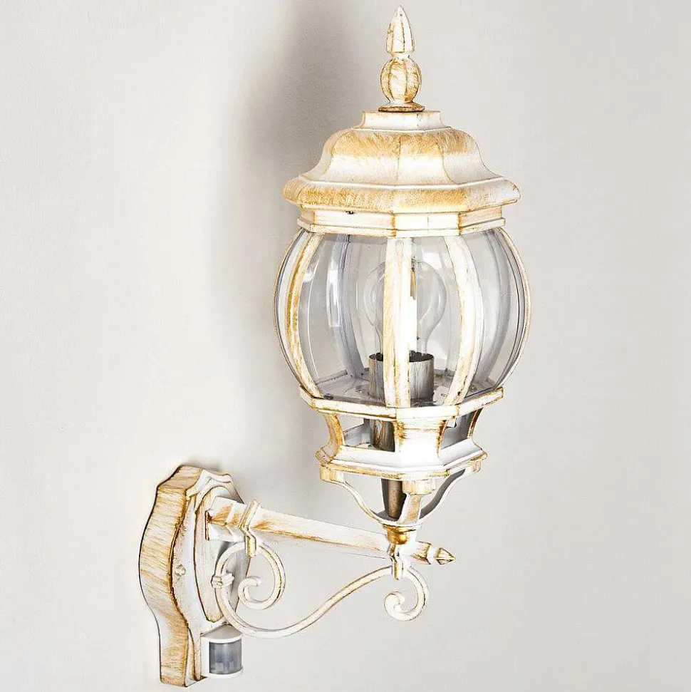 Applique Murale D'Exterieur Lentua Or, Blanc, 1 Lumiere, Detecteur De Mouvement