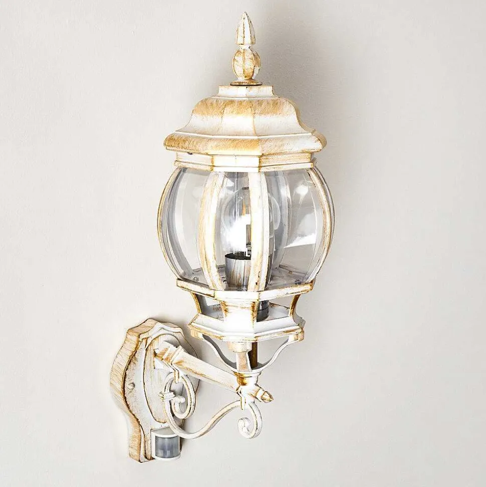 Applique Murale D'Exterieur Lentua Or, Blanc, 1 Lumiere, Detecteur De Mouvement