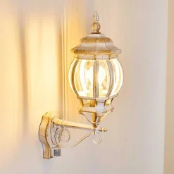 Applique Murale D'Exterieur Lentua Or, Blanc, 1 Lumiere, Detecteur De Mouvement