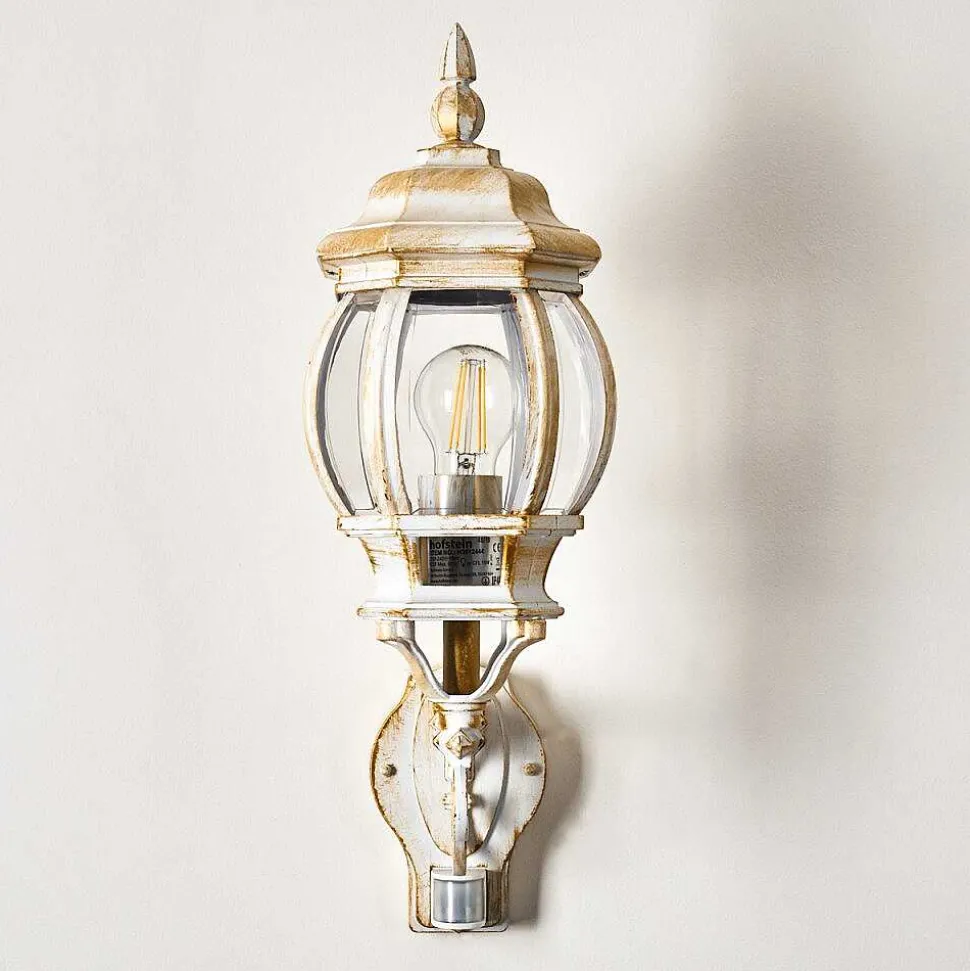 Applique Murale D'Exterieur Lentua Or, Blanc, 1 Lumiere, Detecteur De Mouvement