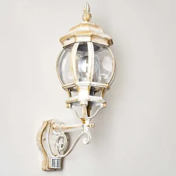 Applique Murale D'Exterieur Lentua Or, Blanc, 1 Lumiere, Detecteur De Mouvement