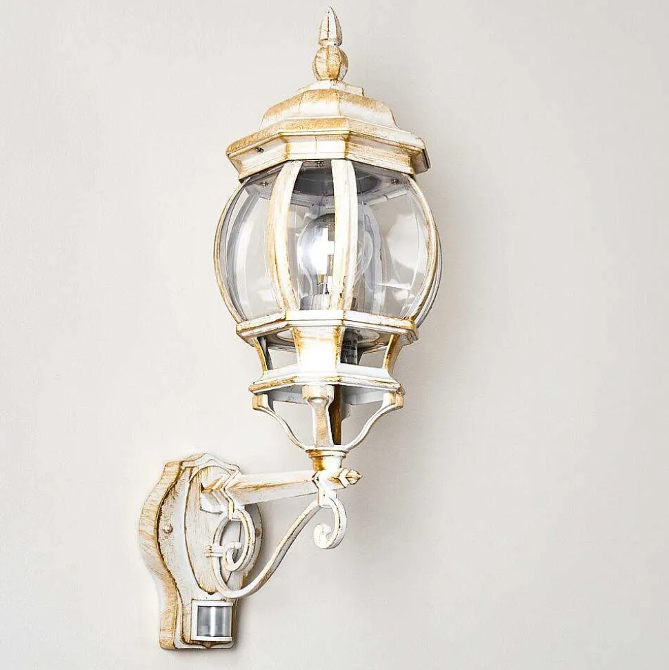 Applique Murale D'Exterieur Lentua Or, Blanc, 1 Lumiere, Detecteur De Mouvement