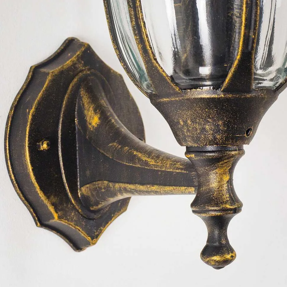 Applique Murale D'Exterieur Ribadeo Noir Dore, 1 Lumiere