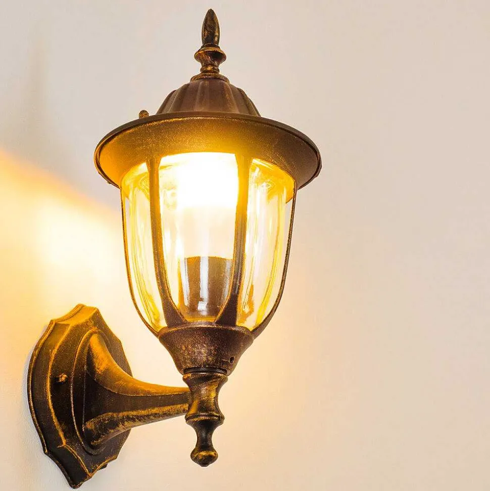 Applique Murale D'Exterieur Ribadeo Noir Dore, 1 Lumiere