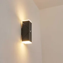 Applique Murale D'Exterieur Toogong Led Anthracite, 2 Lumieres, Detecteur De Mouvement