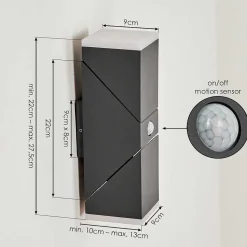 Applique Murale D'Exterieur Toogong Led Anthracite, 2 Lumieres, Detecteur De Mouvement