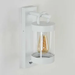 Applique Murale D'Exterieur Fulham Blanc, 1 Lumiere, Detecteur De Mouvement