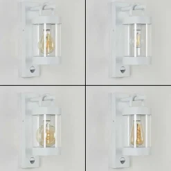 Applique Murale D'Exterieur Fulham Blanc, 1 Lumiere, Detecteur De Mouvement