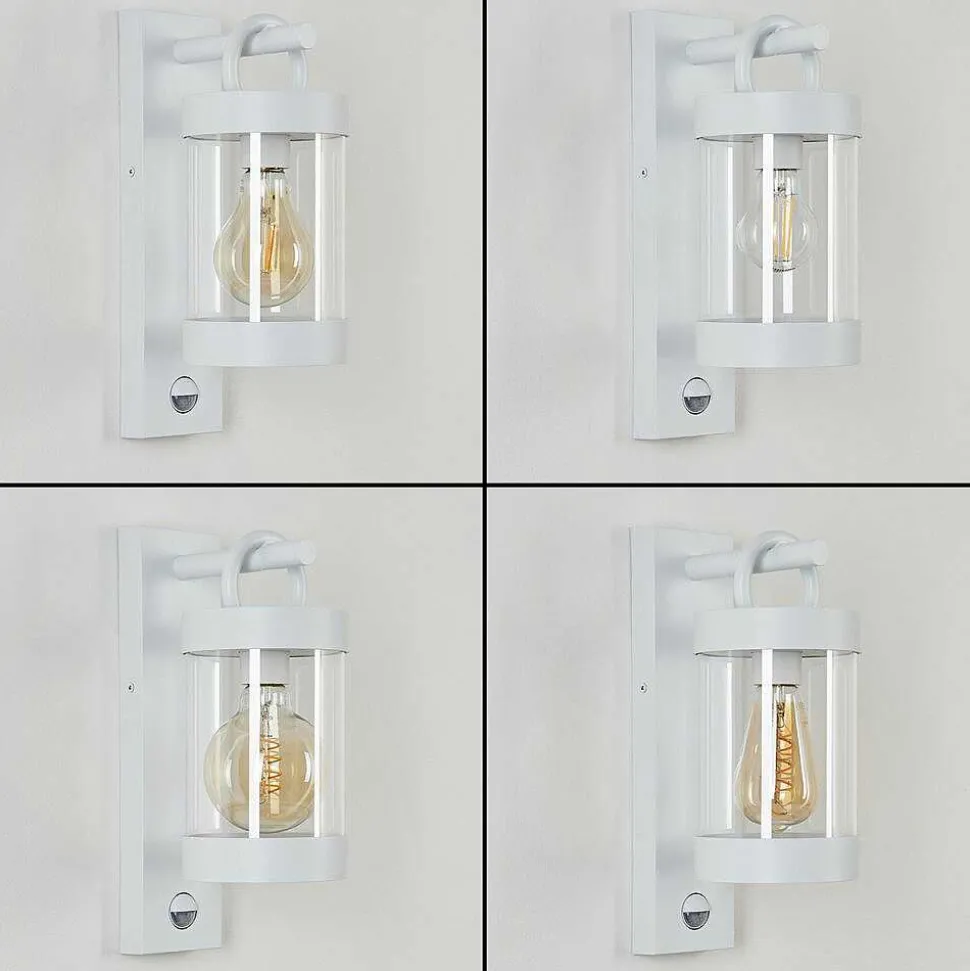 Applique Murale D'Exterieur Fulham Blanc, 1 Lumiere, Detecteur De Mouvement