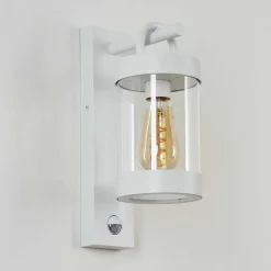 Applique Murale D'Exterieur Fulham Blanc, 1 Lumiere, Detecteur De Mouvement