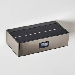 Applique Murale D'Exterieur Attu Led Nickel Mat, 1 Lumiere, Detecteur De Mouvement