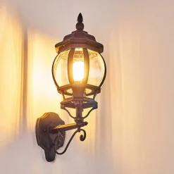 Applique Murale D'Exterieur Lentua Noir, 1 Lumiere