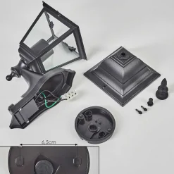 Applique Murale D'Exterieur Naofe Noir, 1 Lumiere, Detecteur De Mouvement