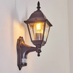 Applique Murale D'Exterieur Naofe Noir, 1 Lumiere, Detecteur De Mouvement