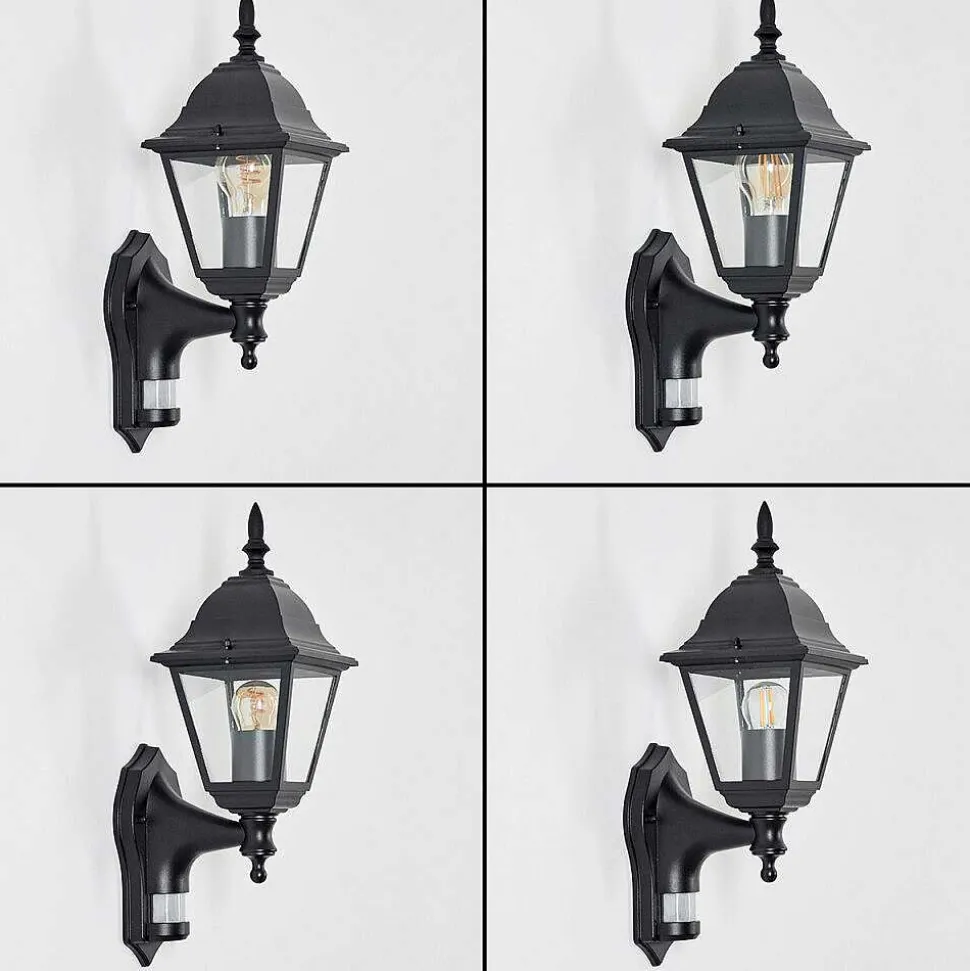 Applique Murale D'Exterieur Naofe Noir, 1 Lumiere, Detecteur De Mouvement