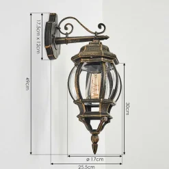 Applique Murale D'Exterieur Lentua Brun, Or, 1 Lumiere