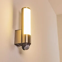 Applique Murale D'Exterieur Vason Led Acier Inoxydable, 1 Lumiere, Detecteur De Mouvement