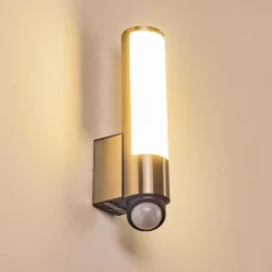 Applique Murale D'Exterieur Vason Led Acier Inoxydable, 1 Lumiere, Detecteur De Mouvement