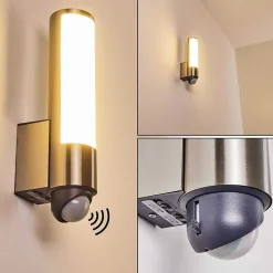 Applique Murale D'Exterieur Vason Led Acier Inoxydable, 1 Lumiere, Detecteur De Mouvement