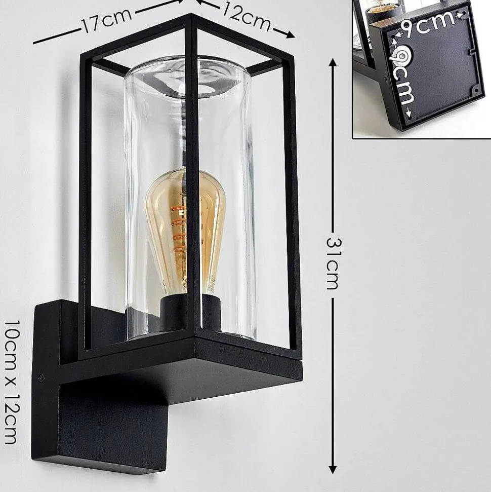 Applique Murale D'Exterieur Palanga Noir, 1 Lumiere