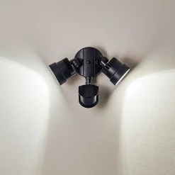 Applique Murale D'Exterieur Emmerlev Led Noir, 2 Lumieres, Detecteur De Mouvement