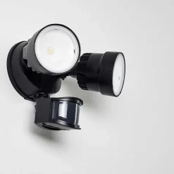 Applique Murale D'Exterieur Emmerlev Led Noir, 2 Lumieres, Detecteur De Mouvement