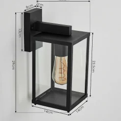 Applique Murale D'Exterieur Palanga Noir, 1 Lumiere