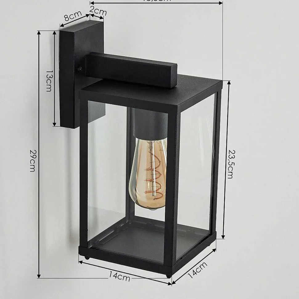 Applique Murale D'Exterieur Palanga Noir, 1 Lumiere