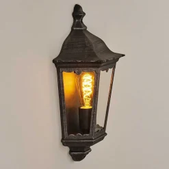 Applique Murale D'Exterieur Hongkong Noir, Argente, 1 Lumiere